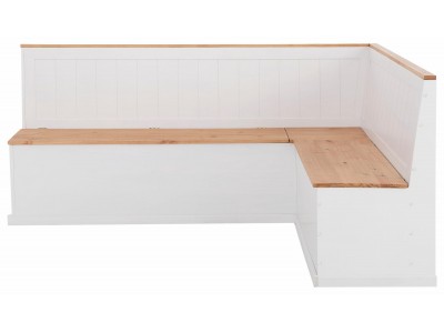 banco de canto alemão de madeira com baú e mesa em branco e cera natural com toque acetinado 200 x 160cm